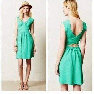 Anthropologie Postmark Matilda Dress Green Cross Back Women's Size 6 Excellent v